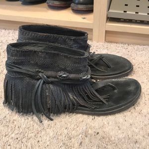 Free People Fringe Slip On Flip Flops
